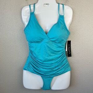 NWT La Blanca Aqua Blue Tankini and Matching Bottoms Sizes 8, 10 or 14